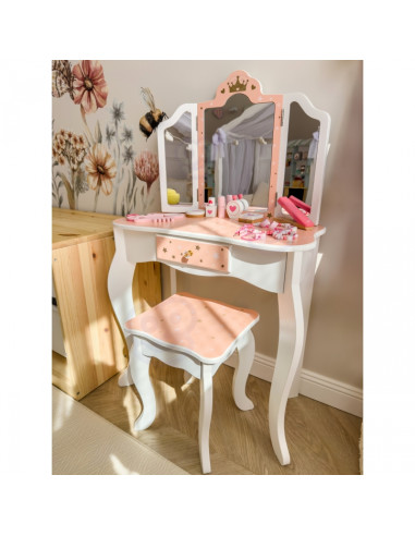 WOOPIE GREEN Wooden Dressing Table with Mirror and Accessories