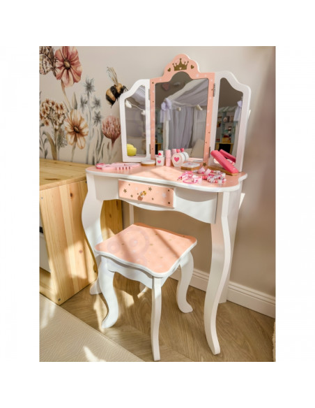 WOOPIE GREEN Wooden Dressing Table with Mirror and Accessories