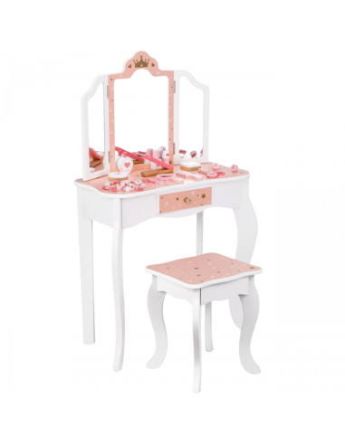 WOOPIE GREEN Wooden Dressing Table with Mirror and Accessories
