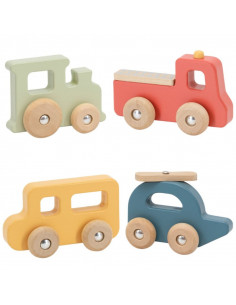 VIGA Set of Wooden Colorful Vehicles 4 pcs from the PolarB Series
