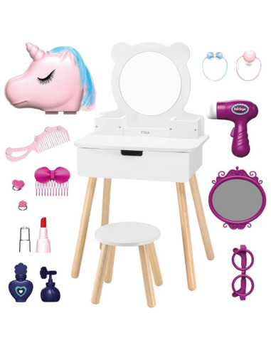 VIGA White Dressing Table + Salon-Style Accessories Set