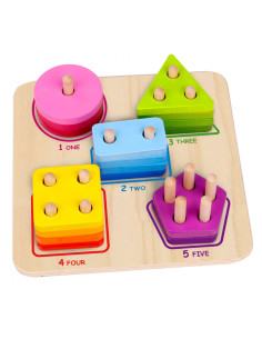 TOOKY TOY Drewniany Sorter Geometryczny Nauka Kształtów Liczenia