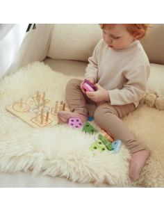 TOOKY TOY Drewniany Sorter Geometryczny Nauka Kształtów Liczenia 2