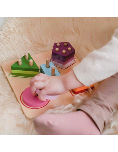 TOOKY TOY Деревянный геометрический сортер для изучения фигур и счета