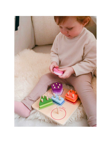 TOOKY TOY Деревянный геометрический сортер для изучения фигур и счета