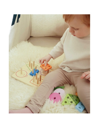 TOOKY TOY Деревянный геометрический сортер для изучения фигур и счета