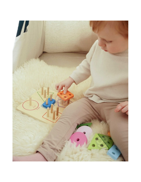 TOOKY TOY Деревянный геометрический сортер для изучения фигур и счета