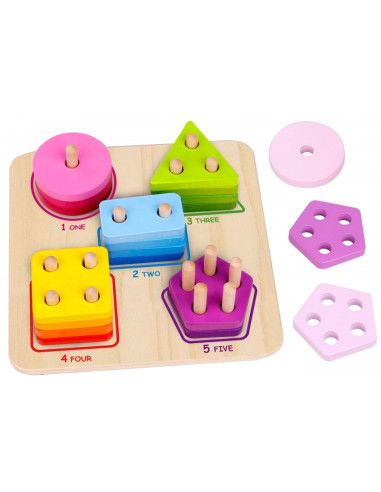 TOOKY TOY Деревянный геометрический сортер для изучения фигур и счета