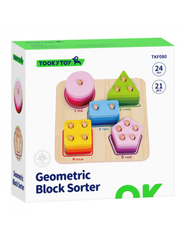 TOOKY TOY Деревянный геометрический сортер для изучения фигур и счета