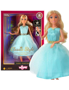 WOOPIE ROYAL Lalka Lily 30 cm Długie Blond Włosy Elegancka Turkusowa Sukienka