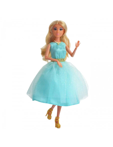 WOOPIE ROYAL Lily Doll 30 cm Long Blonde Hair Elegant Turquoise Dress