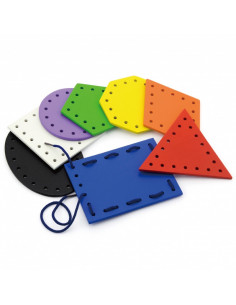 VIGA Wooden Shapes for Montessori Threading and Lacing