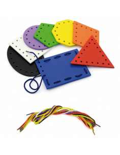 VIGA Wooden Shapes for Montessori Threading and Lacing 2