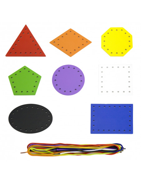VIGA Wooden Shapes for Montessori Threading and Lacing