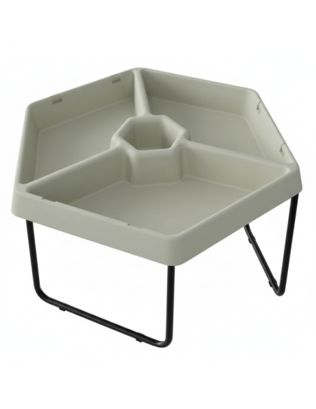 MASTERKIDZ Hexagonal Sand and Water Play Table with 3 Compartments and Adjustable Height