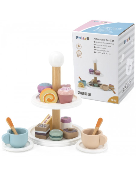 VIGA PolarB Wooden cake stand with cupcakes, cookies and coffee, set of 15