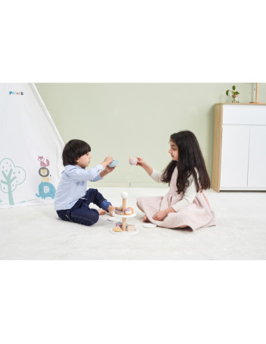 VIGA PolarB Wooden cake stand with cupcakes, cookies and coffee, set of 15