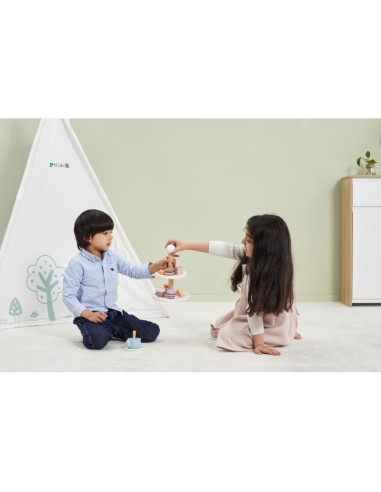 Деревянная подставка для торта VIGA PolarB с кексами, печеньем и кофе, набор из 15 штук.