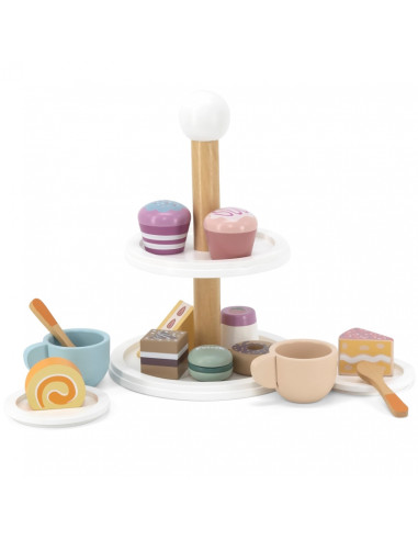 VIGA PolarB Wooden cake stand with cupcakes, cookies and coffee, set of 15