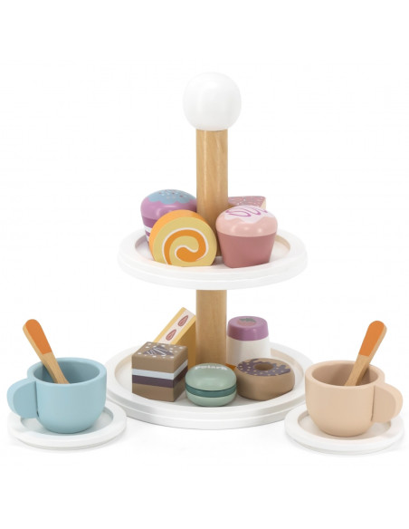 VIGA PolarB Wooden cake stand with cupcakes, cookies and coffee, set of 15