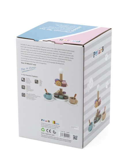 VIGA PolarB Wooden cake stand with cupcakes, cookies and coffee, set of 15