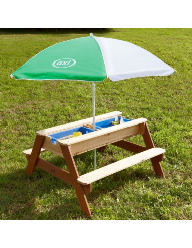 Стол для пикника AXI Nick со скамейкой, зонтиком и контейнерами для воды/песка