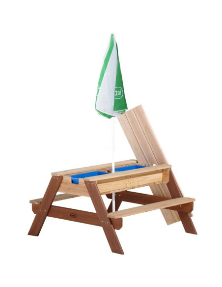 Стол для пикника AXI Nick со скамейкой, зонтиком и контейнерами для воды/песка