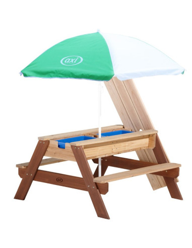 Стол для пикника AXI Nick со скамейкой, зонтиком и контейнерами для воды/песка