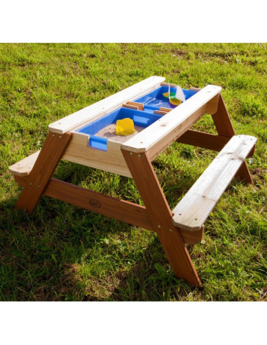 Стол для пикника AXI Nick со скамейкой, зонтиком и контейнерами для воды/песка