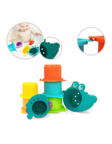 WOOPIE BABY Bath Toy Crocodile Overflow Cups