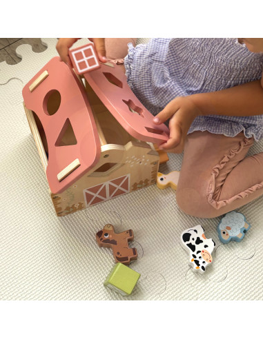 TOOKY TOY Farm Wooden Animal Shape Sorter