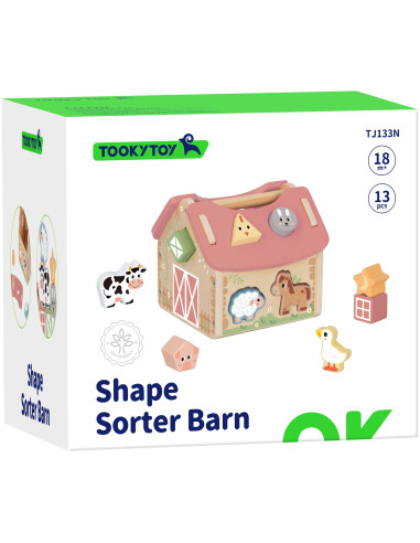 TOOKY TOY Farm Wooden Animal Shape Sorter