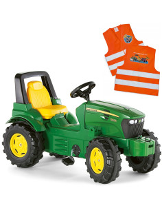 ROLLY TOYS John Deere Pedal Tractor + Free Reflective Vest for Kids