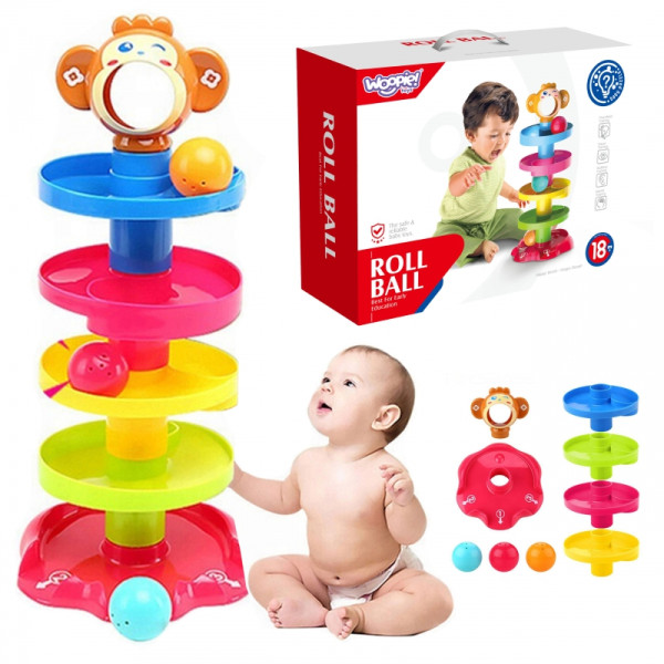 WOOPIE BABY Kulkos takelis Spiralinis rinkinys + 3 kamuoliukai WOOPIE BABY Kulkos takelis Spiralinis rinkinys + 3 kamuoliukai