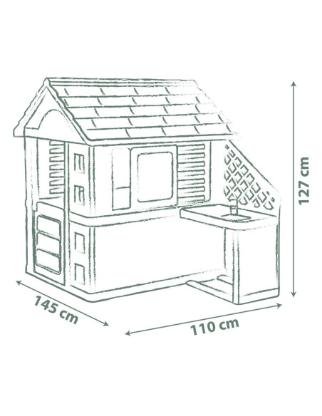 SMOBY Life PRETTY Garden House with Kitchen + 17 Accessories