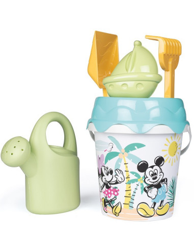 SMOBY Green Mickey and Minnie Mouse Bucket with Sand Accessories and Bioplastic Watering Can