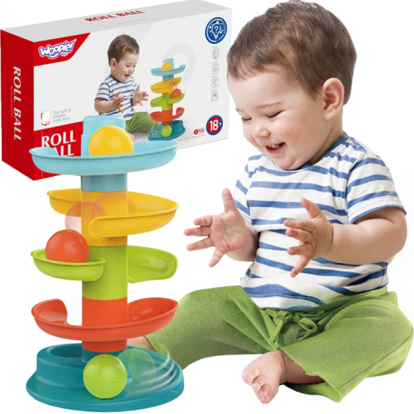 WOOPIE BABY Kulkos takelis Spiralinis rinkinys + 3 kamuoliukai WOOPIE BABY Kulkos takelis Spiralinis rinkinys + 3 kamuoliukai