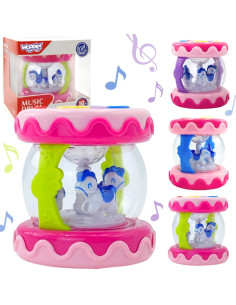 WOOPIE BABY būgnų muzikos dėžutės projektorius "3-in-1" muzikinis kūdikių žaislas + mokymosi ritinėlis