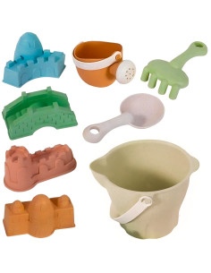WOOPIE GREEN Sand Bucket Set Castles 8 pcs. BIODEGRADABLE ORGANIC MATERIAL