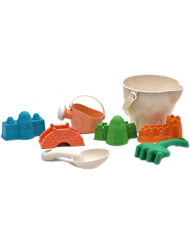 WOOPIE GREEN Sand Bucket Set Castles 8 pcs. BIODEGRADABLE ORGANIC MATERIAL