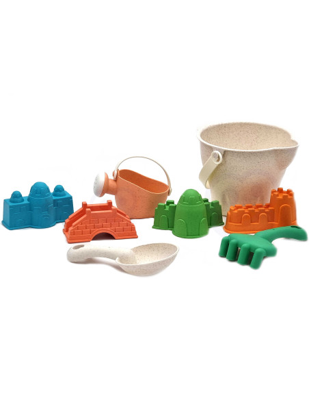 WOOPIE GREEN Sand Bucket Set Castles 8 pcs. BIODEGRADABLE ORGANIC MATERIAL