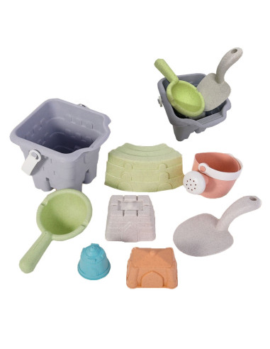 WOOPIE GREEN Sand Bucket Tower Set 8 pieces BIODEGRADABLE ORGANIC MATERIAL