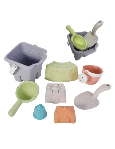 WOOPIE GREEN Sand Bucket Tower Set 8 pieces BIODEGRADABLE ORGANIC MATERIAL