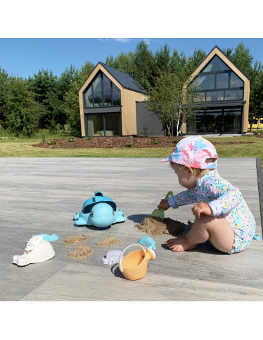 WOOPIE GREEN 2-in-1 Sand and Bath Set Blue Turtle 8 pcs. BIODEGRADABLE ORGANIC MATERIAL