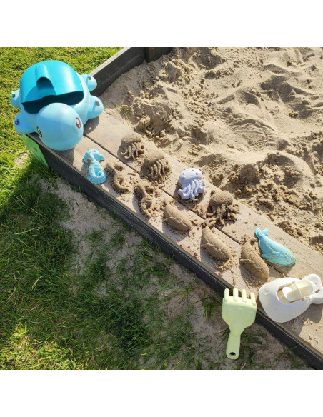 WOOPIE GREEN 2-in-1 Sand and Bath Set Blue Turtle 8 pcs. BIODEGRADABLE ORGANIC MATERIAL