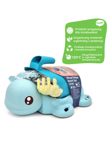 WOOPIE GREEN 2-in-1 Sand and Bath Set Blue Turtle 8 pcs. BIODEGRADABLE ORGANIC MATERIAL