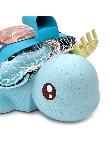 WOOPIE GREEN 2-in-1 Sand and Bath Set Blue Turtle 8 pcs. BIODEGRADABLE ORGANIC MATERIAL