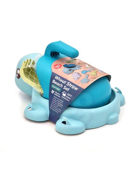 WOOPIE GREEN 2-in-1 Sand and Bath Set Blue Turtle 8 pcs. BIODEGRADABLE ORGANIC MATERIAL