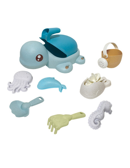 WOOPIE GREEN 2-in-1 Sand and Bath Set Blue Turtle 8 pcs. BIODEGRADABLE ORGANIC MATERIAL