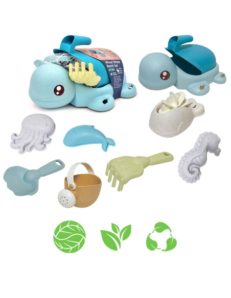 WOOPIE GREEN 2-in-1 Turtle Sand and Bath Set, 8 pieces, BIODEGRADABLE ORGANIC MATERIAL